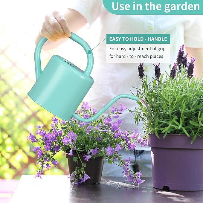 Watering Can, Stainless Steel Watering Can for Indoor & Outdoor Plants, 1L/35oz Long Spout Water Can with Handle, Rust-Proof Plant Watering Pot for House Plants, Garden Flowers