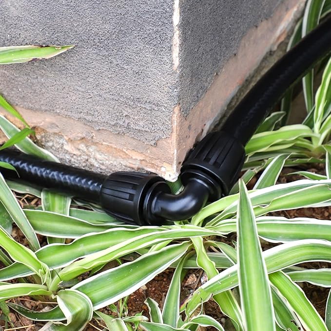 Bonviee 6 Pack 1/2” Drip Irrigation Elbow Connectors, 90° Barbed Lock Fittings for 1/2 Inch Tubing, Leak-Proof Corner Connector for Garden Hose Layout, Irrigation System Repair and Setup