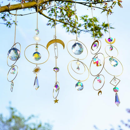 H&D HYALINE & DORA Set of 6 Colorful Crystals Suncatcher Hanging Sun Catcher with Crystals Pendant Ornament Crystal Balls for Window Home Garden Decor