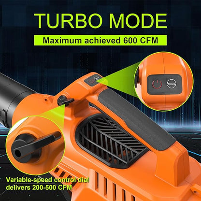 Leaf Blower Cordless with Battery - 40V Powerful Electric Leaf Blower, 600CFM &180MPH and Variable-Speed with 5.0Ah Battery and Charger for Lawn Care, Patio, Dust, Blowing Leaves (Orange)
