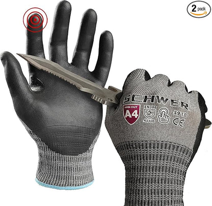 Schwer AIR-SKIN Cut Resistant Gloves AR5918 with Extreme Lightweight&Thin, Level 5 Wire Metal Gloves for Refined Work, Touch-screen, Fiberglass-free, 3D-Comfort Fit, Breathable, Black 2 Pairs (S)