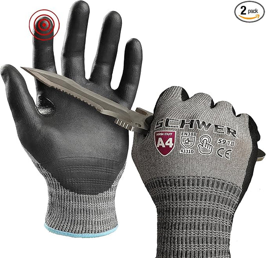Schwer AIR-SKIN Cut Resistant Work Gloves AR5918 with Extreme Lightweight&Thin, Safety Cutting Gloves for Fishing, Refined Work, Garden, Touch-screen, Non-PFAS, 3D-Comfort Fit, Breathable, 2 Pair (M)