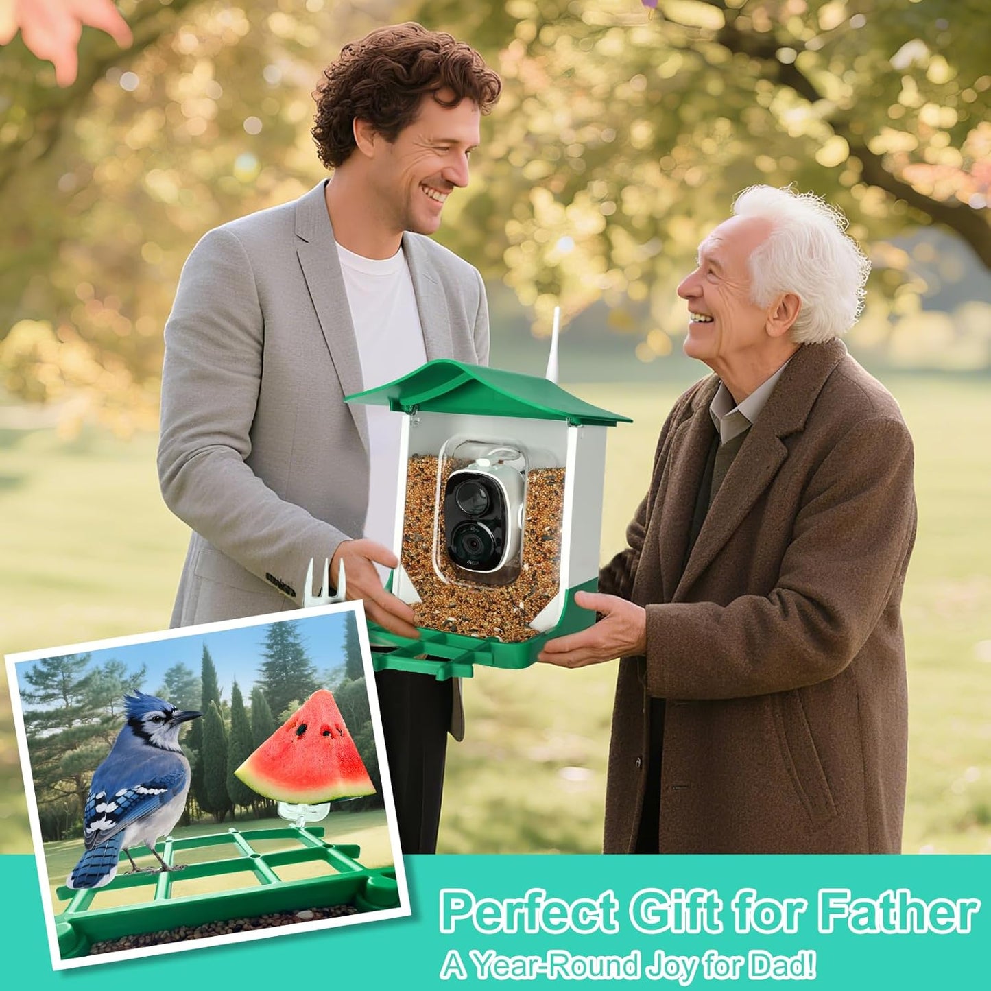 Smart Bird Feeder with Camera,AI Identify Birds Species,Auto Record 2K Birds Video in Backyard Garden,Live View,Instant Notifications，Solar Powered Charging,Ideal Gift for Family and Bird Lovers