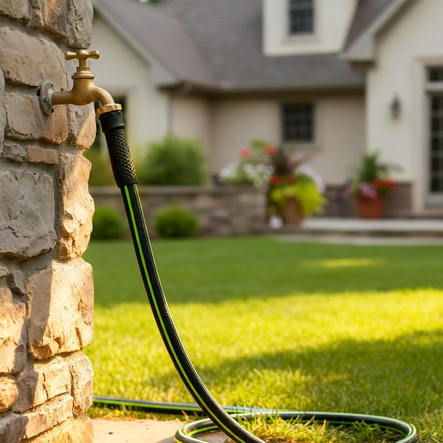 Worth Leader Short Garden Hose 5/8 in. x 4 ft. -No Kink, Flexible, Leakproof, Both Female Fittings -Heavy Duty Durable PVC Lightweight Water Pipe with Brass Aluminum Ends for Household & Yard Use