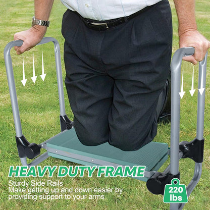 Garden Kneeler and Seat, Smart Design Foldable Heavy Duty Kneeling Bench with Tool Bag and Soft EVA Foam Pad for Senior, Green