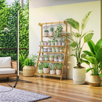 T8 LED Standing Grow Light for Indoor Plants with Timer, 42W Full Spectrum Plant Light with 243 LEDs, 4FT Height, Tripod Stand, Wide Coverage Floor Grow Lamp