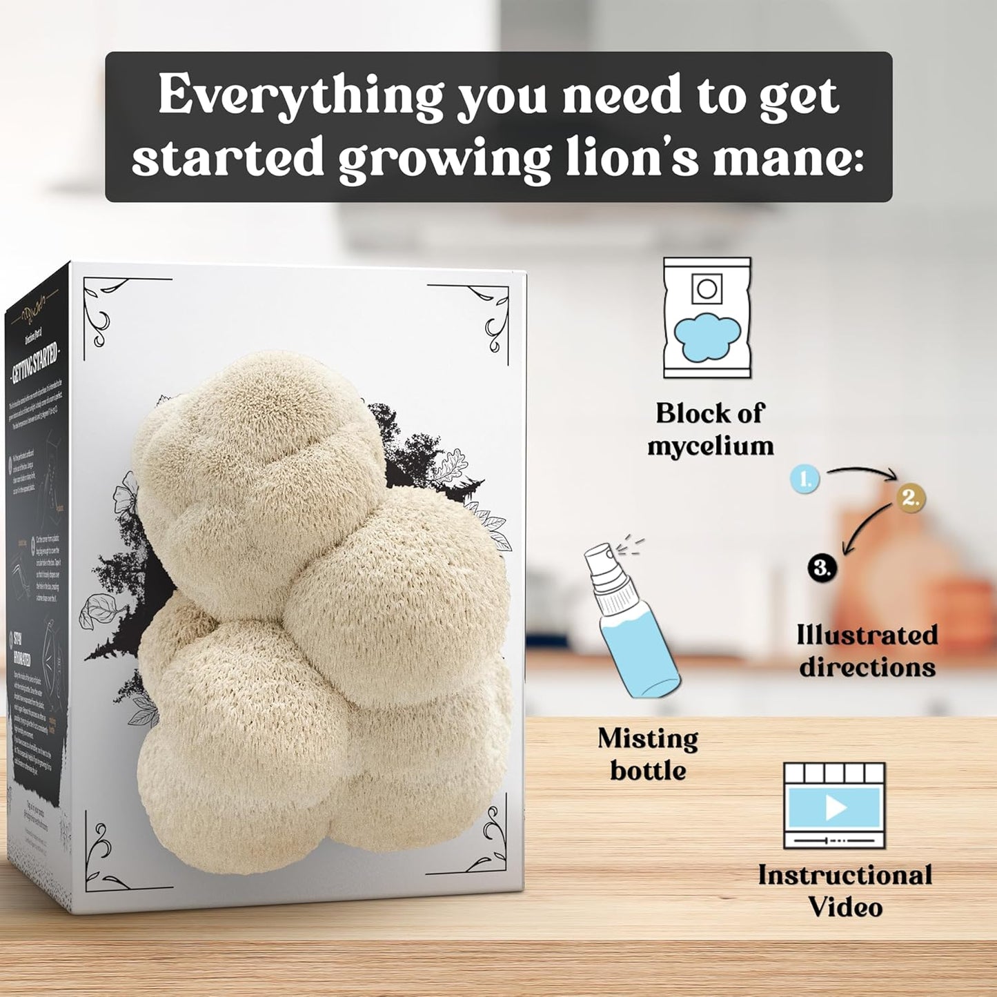 Lion's Mane Mushroom Grow Kit | USDA Certified Organic | Grow Your Own Delicious Gourmet Mushrooms at Home