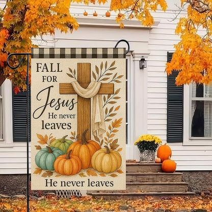 Thanksgiving Fall Garden Flag 12x18 Inch Fall for Jesus Outdoor Flag Double Sided Religious Cross and Pumpkin Yard Banner for Porch Lawn Patio Autumn Seasonal Decor