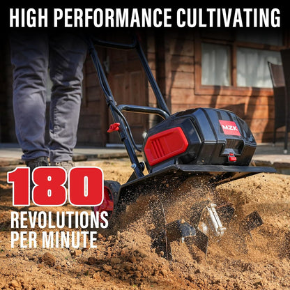 MZK 40V 12-inch Cordless Garden Tiller, 12In Width and 8.6In Depth Garden Rototiller,Battery Powered Garden Cultivator for Lawn/Gardening/Soil Cultivation(2 * 4.0Ah Battery&Charger Included),TC12D02