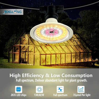 Outdoor LED Grow Lights, Waterproof String Grow Light, Full Spectrum Plant Growing Lights with 12Ft Adjustable Cord 3 Lights