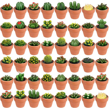 Shihanee 48 Pcs Succulent Cactus Decorative Tealight Baby Shower Plant Candles Bridal Shower Novelty Handmade Tealight Terrarium Plant Candles for Fiesta Birthday Wedding Party(Red)