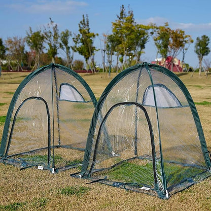 2pcs Quick Set up Mini Greenhouse Portable Small PVC Cover for Garden Flower and Flowerpot Cold Frost Protector Portable Carry Bag with 8 Stakes (PVC (28" L x 28" W x 32" H))