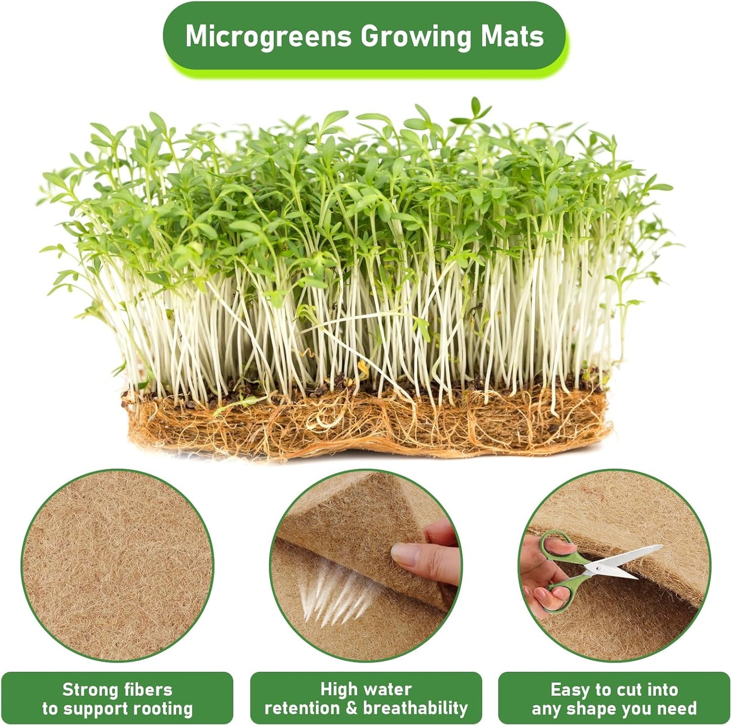 Legigo 6 Pack Jute Plant Grow Mat for Microgreens- 10" X 20" Hydroponic Grow Pads for 1020 Growing Trays, Hemp Fiber Mats Sprouting Pads Microgreens Growing Kit for Indoor Organic Wheatgrass Sprouts