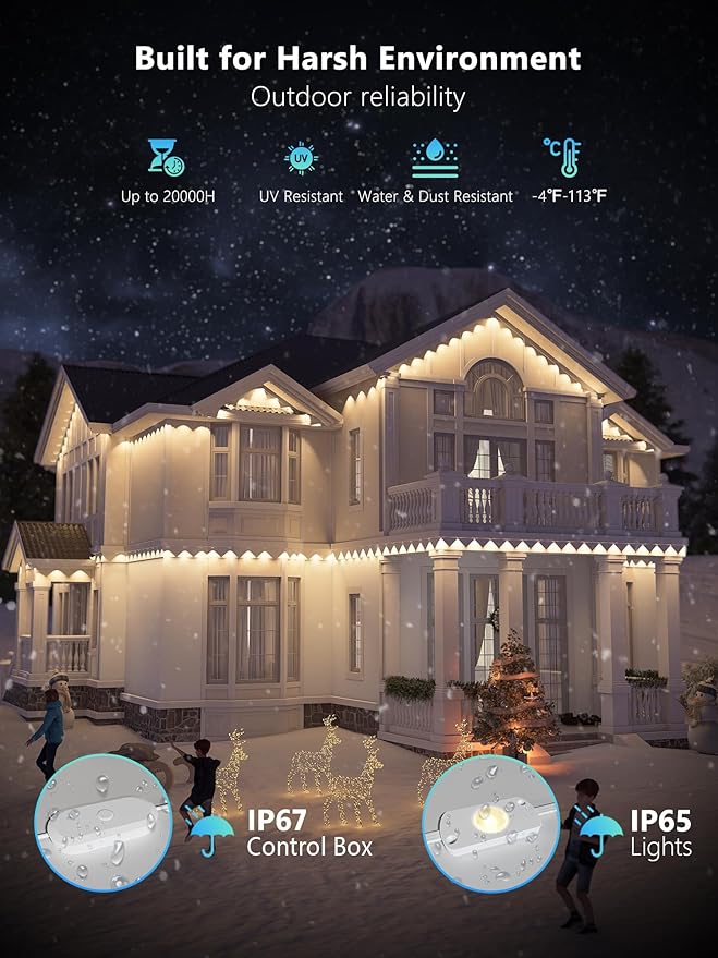 Brizled Essential Smart Permanent Lights, 150ft 90 LED RGB Permanent Outdoor Lights Work with Alexa & Google, APP Control Smart Christmas Light IP67 Waterproof Outdoor Eave Light for Xmas Halloween