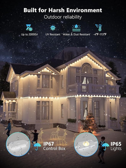 Brizled Essential Smart Permanent Lights, 150ft 90 LED RGB Permanent Outdoor Lights Work with Alexa & Google, APP Control Smart Christmas Light IP67 Waterproof Outdoor Eave Light for Xmas Halloween