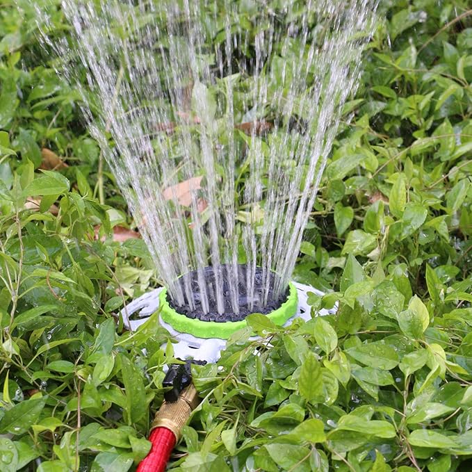 STYDDI Turret Pattern Sprinkler, 8-Pattern Stationary Water Sprinkler on Metal Decorative Base for Watering Small and Large Yards, Lawns, Garden or Odd Shaped Areas, Covers up to 1,225 sq. ft.