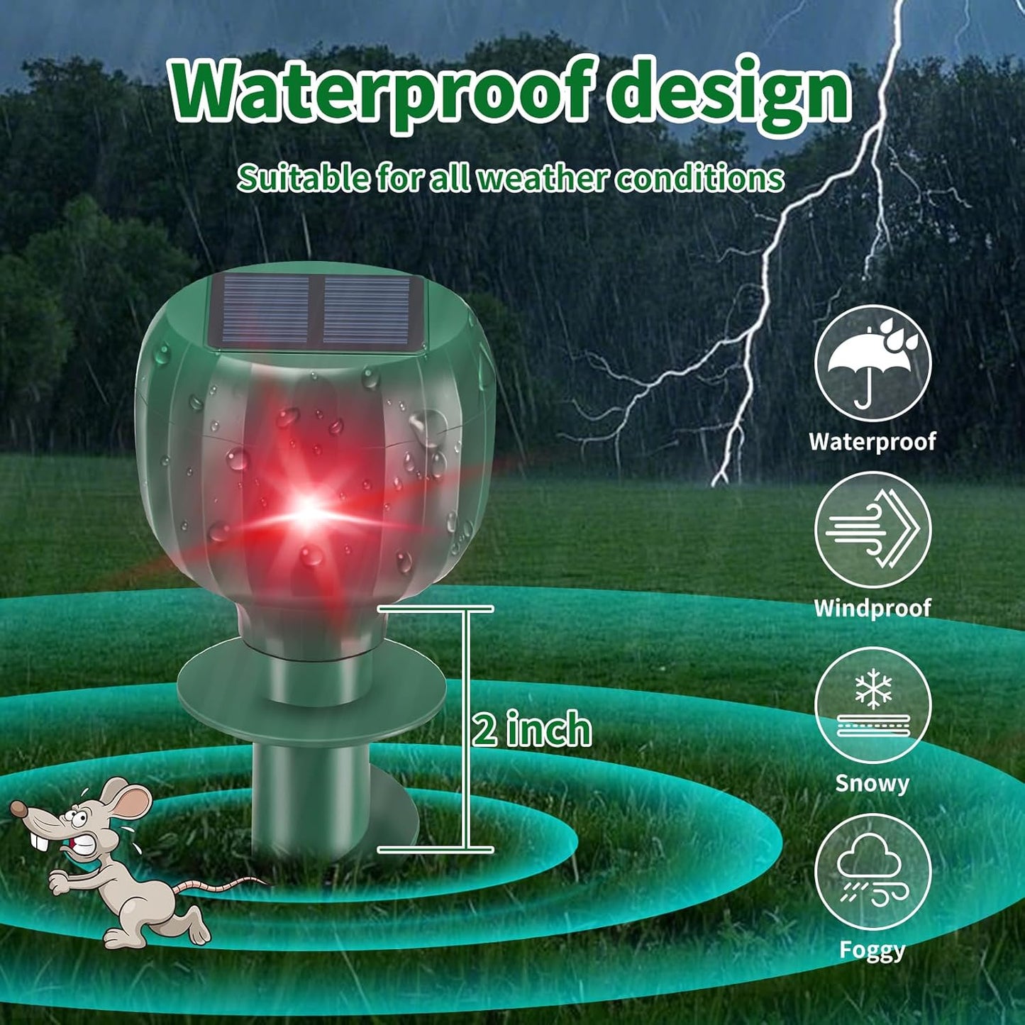 Solar Powered Mole Repellent, 6 Pack Ultrasonic Snake Repellent Outdoor, Waterproof Screw Shape Sonic and Vibration Mole Deterrent Stakes, Get Rid of Voles, Gophers, Groundhogs for Lawns & Garden