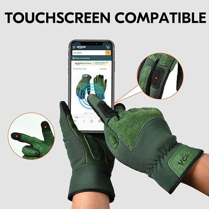 Vgo... 1-Pair Ladies' Synthetic Leather Gardening Gloves, Puncture-proof, Thornproof, Durability & Anti-shock Work Gloves, Touchscreen (Size S, Green, SL7471)