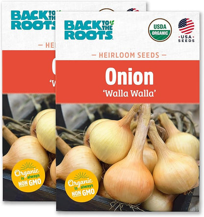 Back to The Roots 100% Organic Heirloom Seeds - Sweet Onion Seeds for Planting Value Pack (280mg Total)