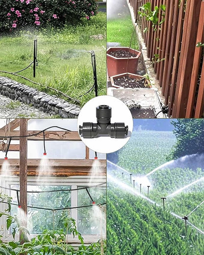 30 Pack Quick Connect 1/4" Drip Irrigation Tee Connectors,Tee Fitting for 1/4 Inch Irrigation Tubing,1/4 push to connect fittings for garden watering system