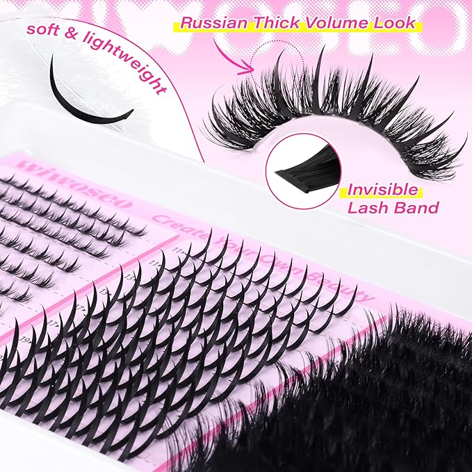 wiwoseo Spikes Lash Clusters with Bottom Lash Clusters Volume Individual Lashes Cluster Eyelash Extensions Wispy Eyelash Clusters Lash Spikes Manga Cluster Lashes with Spikes (5-21MM)