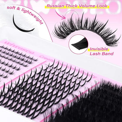 wiwoseo Spikes Lash Clusters with Bottom Lash Clusters Volume Individual Lashes Cluster Eyelash Extensions Wispy Eyelash Clusters Lash Spikes Manga Cluster Lashes with Spikes (5-21MM)