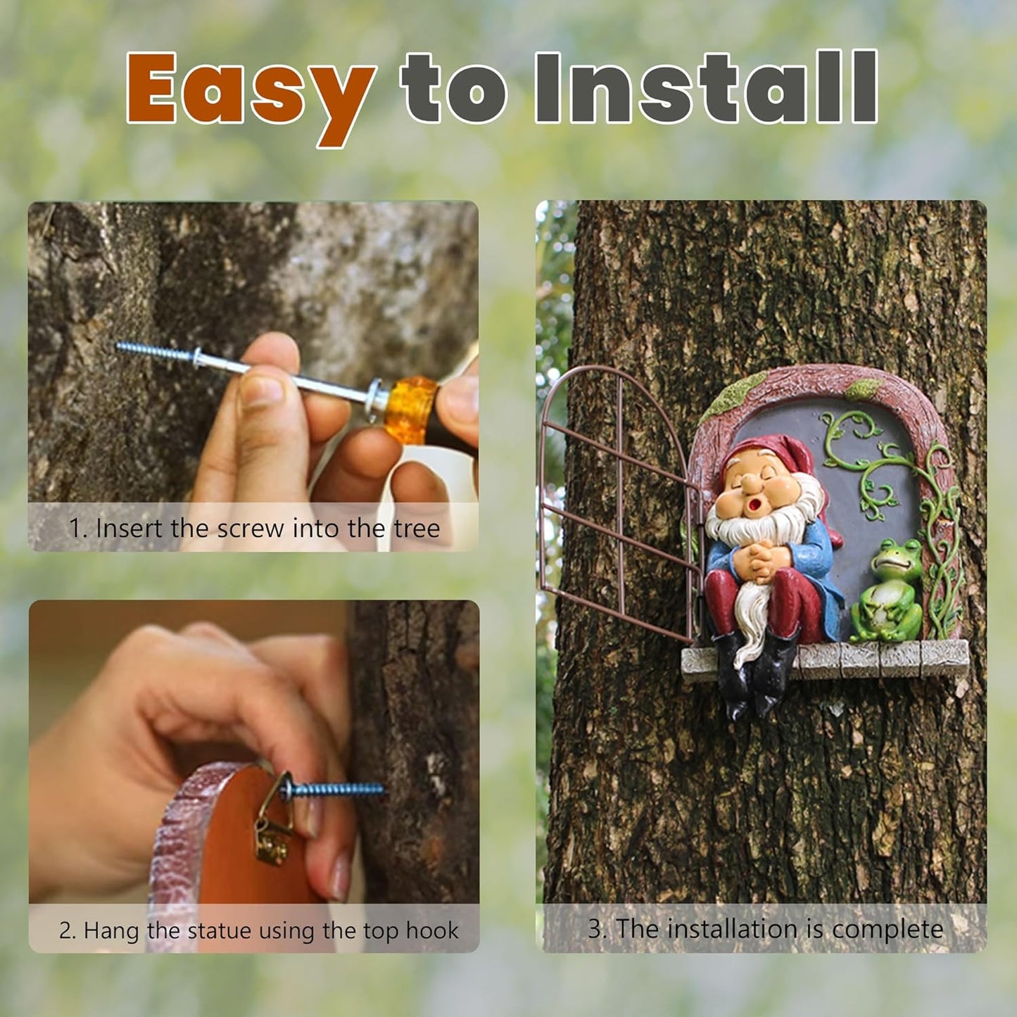 Outdoor Garden Statues, Resin Gnome Tree Hugger, Durable Outdoor Decor, Whimsical Yard Sculpture, Garden Peeker Yard Art, Waterproof & Handcrafted, Unique Halloween Decorations Outdoor Ornament Gift