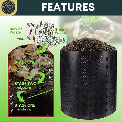 SunVara Compost Bins Outdoor Compost Bin Outdoor Composter Easy Assembling Large Capacity Yard Waste Bins Compost Bin Outside Outdoor Composting Bins