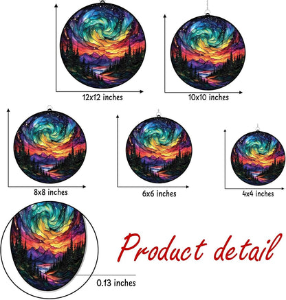 Northern Lights Aurora Acrylic Suncatcher Stained Glass Effect Window Car Hanging Christmas Ornament Indoor Outdoor Decor Garden Sun Catcher Panel for Nature Lover for Women Mom Grandma