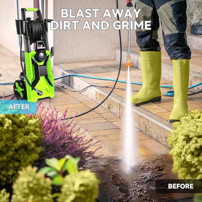 5000PSI Pressure Cleaner 4.0 GPM Adjustable Pressure,4.0 GPM Power Cleaner with Foam Cannon,4 Nozzles,33FT Hose and 500ml Soap Bottle for Home/Cars/Driveways/Patios/Fences(Blue)