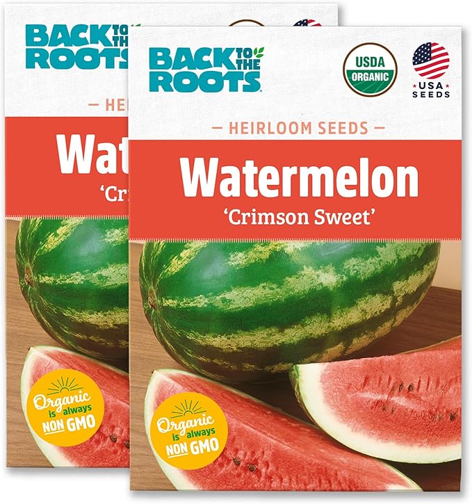 Back to The Roots 100% Organic Heirloom Seeds - Large Watermelon Fruit Value Pack (3.4g Total)