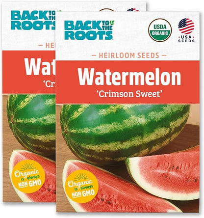 Back to The Roots 100% Organic Heirloom Seeds - Large Watermelon Fruit Value Pack (3.4g Total)