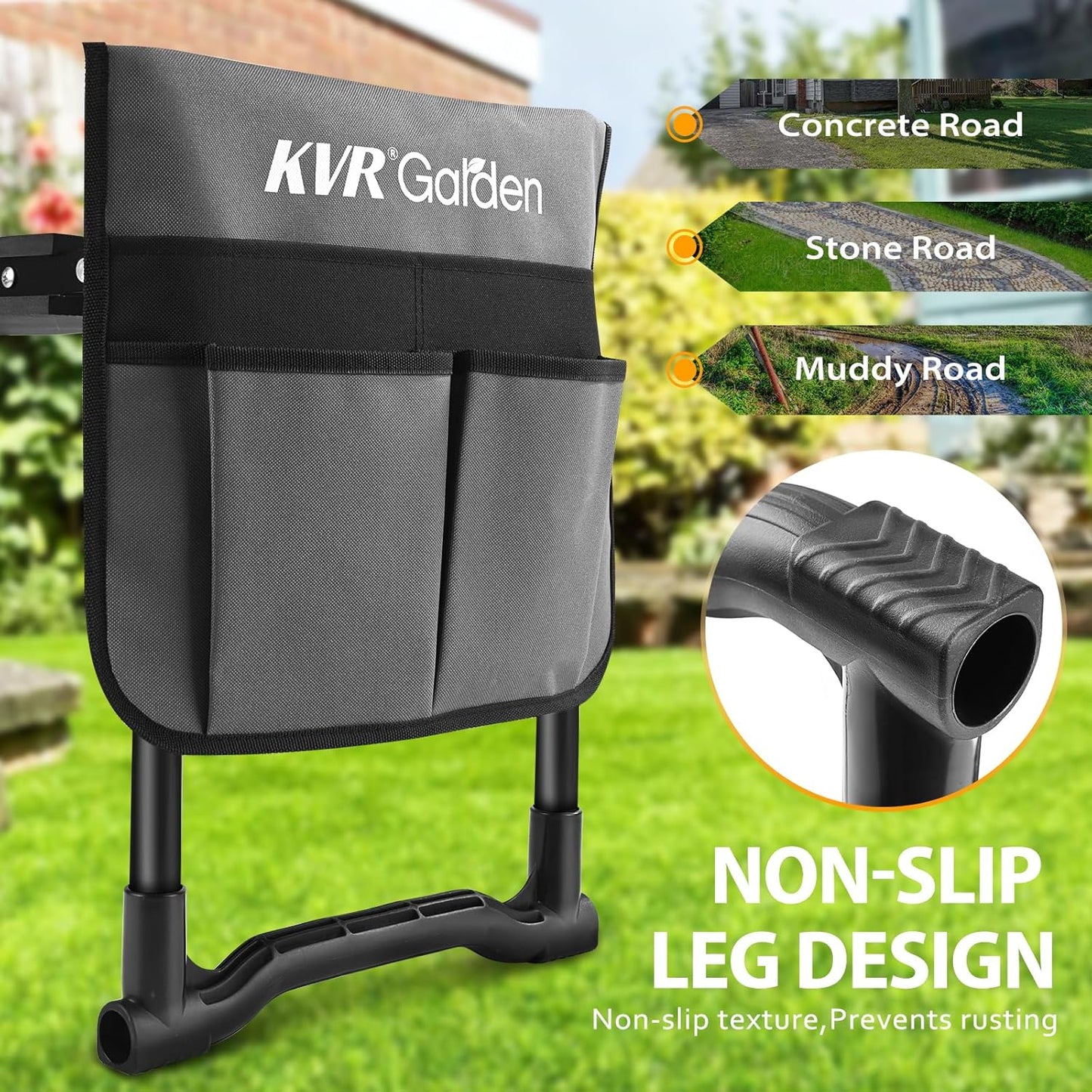 KVR Garden Kneeler Seat Heavy Duty, Upgraded Garden Bench Widened 10.2", Anti-Rust & Anti-Wear, Foldable Gardening Stool Prevents Back Pain Knees, Gift for Women Men, Seniors, Mom, Dad