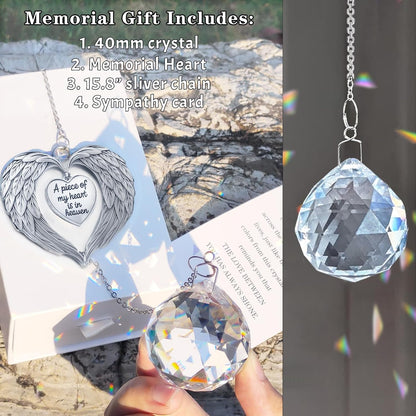 Memorial Gifts for Loss of Loved One, Unique Sympathy Gift Idea Crystal Ball Suncatcher, Rainbow Bereavement Grief Gift Box for Loss of Mom Friend Son Daughter Dog