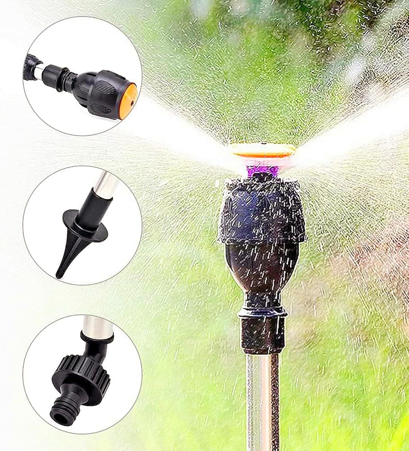 2023 New Rotating Tripod Sprinkler W/Tripod Rotation Water Spray, 360 Degree Automatic Rotating Sprinkler, Telescoping Tripod Automatic Rotating Sprinkler for Large Area Yard Garden Lawn (A Set)