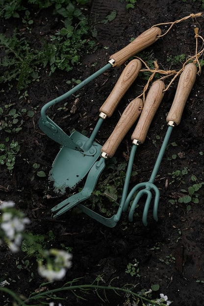 Barebones Triangle Hoe - Stainless Steel Blade Japanese Gardening Tools for Weeding Long Handle and Hand Hoe (Ash/Mint)