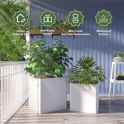 Steel Planter Box-24"x24"x24"-Large Square Planter Box-Outdoor Indoor-Cube Steel Planter Heavy Duty White Metal Planter Flower Pot Commercial Residential for Home Garden Porch Hotel Patio