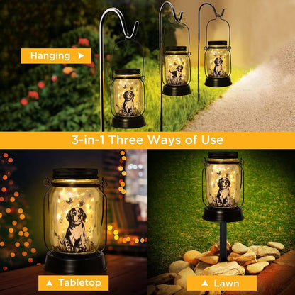 Beagle Gifts for Women/Men Beagle Solar Lanterns Dog Mom Birthday Dog Lovers Lantern Pet Loss Pet Memorial Lights Solar Garden Decoration Outside for Yard, Patio,Backyard,Porch