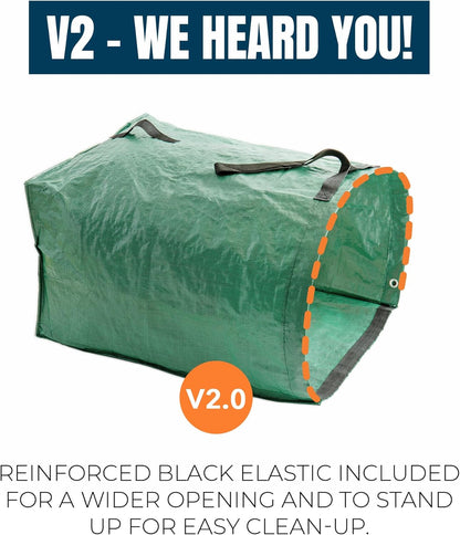 MEKKAPRO Big Gulp Leaf Bags, 2-Pack Lawn Bags with Reinforced Handles, 53 Gallon, Reusable Yard Waste, Garden Waste Bag, Garden Bag for Debris, Lawn Leaf Collector