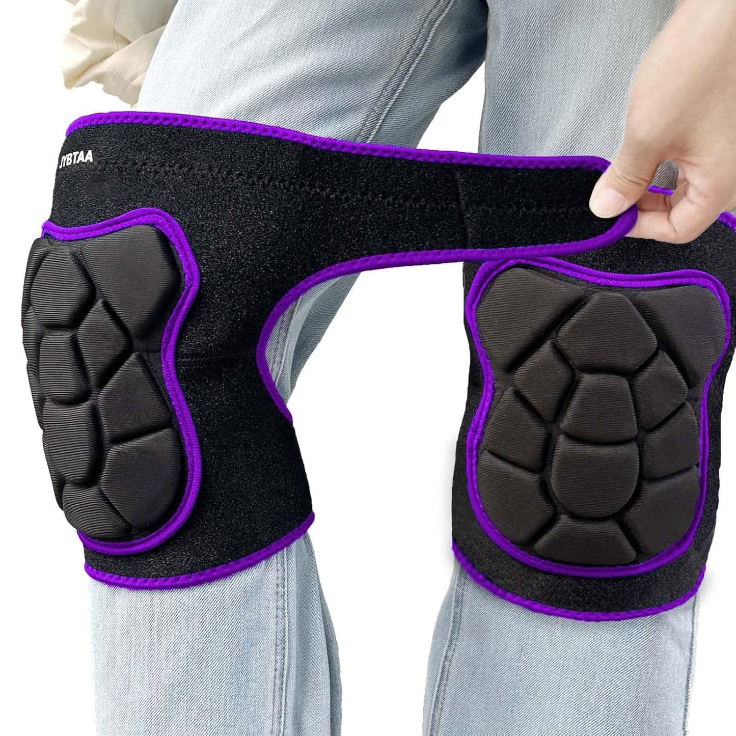 Gardening Knee Pads for Women Work, Adjustable Flooring Knee Pad for Men Construction, Cleaning Knee Protector with Thick Padded Knee Cushion for Roofing Tiling Repairing Housekeeping, Purple XL (1 Pair)
