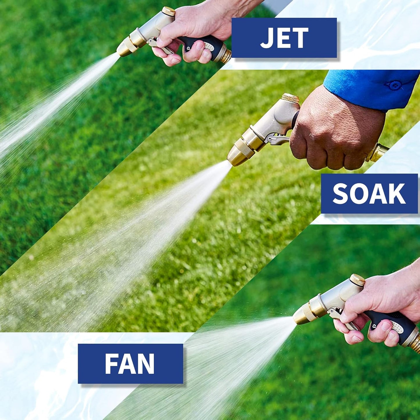 Underhill Prospray Gold Series Garden Water Hose Gun Nozzle Sprayer Head, 3/4-Inch Thread Inlet, Jet Attachment, Heavy-Duty Metal, Adjustable, NG200-P