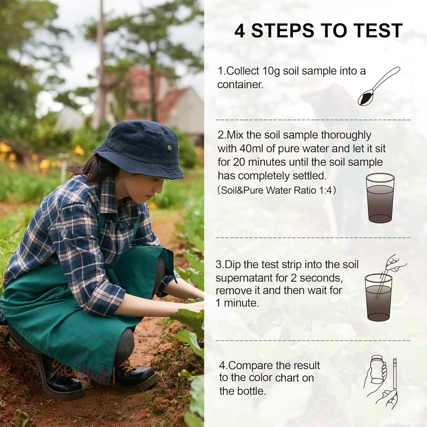 Soil pH Test Kit，125 Soil pH Test Strips– (3-9 Range) Quick & Accurate Soil Testing Paper for Gardens Lawns Farms Grass Flower Vegetable Compost Plants