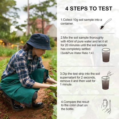 Soil pH Test Kit，125 Soil pH Test Strips– (3-9 Range) Quick & Accurate Soil Testing Paper for Gardens Lawns Farms Grass Flower Vegetable Compost Plants