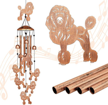 Poodle Wind Chimes for Outside, Metal Windchimes Outdoors, Poodle Gifts for Women/Men, Memorial/Birthday Gifts, Garden Decor for Outside, Patio or Yard, Durable Chimes for Outdoors