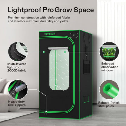 VIVOSUN GIY Plus Smart Grow Tent Kit, 2x2ft 1-Plant System, WiFi-Integrated Automatic Grow System with 2000D Mylar Grow Tent, Full-Spectrum Programmable Grow Light, Enhanced Ventilation & Circulation