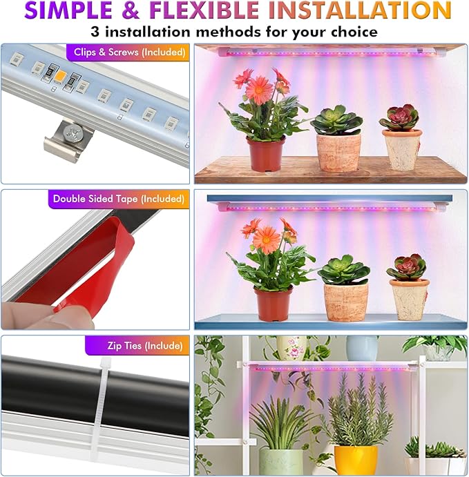 Plant Grow Lights Strip for Indoor Plants Full Spectrum,216 LEDs Plant Lights Bar for Indoor Growing with Timer, Indoor Plant Grow Lamp for House Plants with 3 Lighting Mode/10 Dimmable