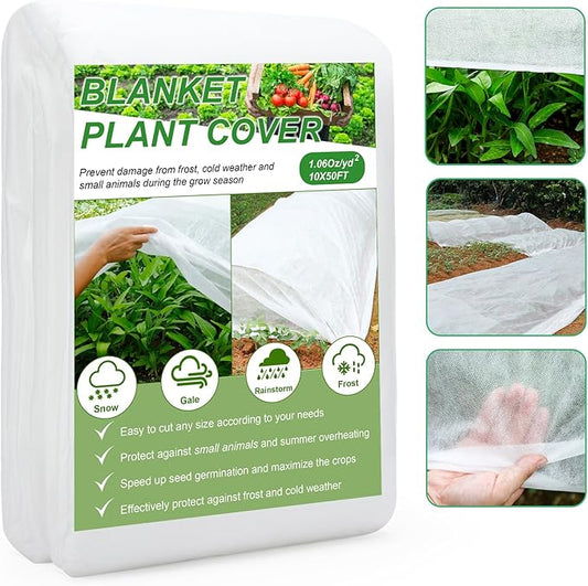 YDSL Plant Covers Freeze Protection 10FT×50FT, 1.06 oz/yd² Floating Row Covers for Garden Beds Pest/Sun Protection, Frost Cloths for Outdoor Plants for Vegetables Flowers Fruits Winter Protection