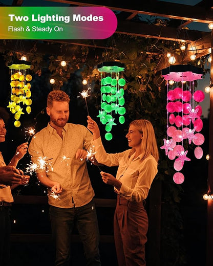 Toodour Solar Wind Chimes for Outside, Shells Light Gifts for Mom Grandma Women Wife Girls, Waterproof Solar Outdoor Decorative Mobile Light for Holiday Garden Porch Yard Outdoor Decor (Pink)