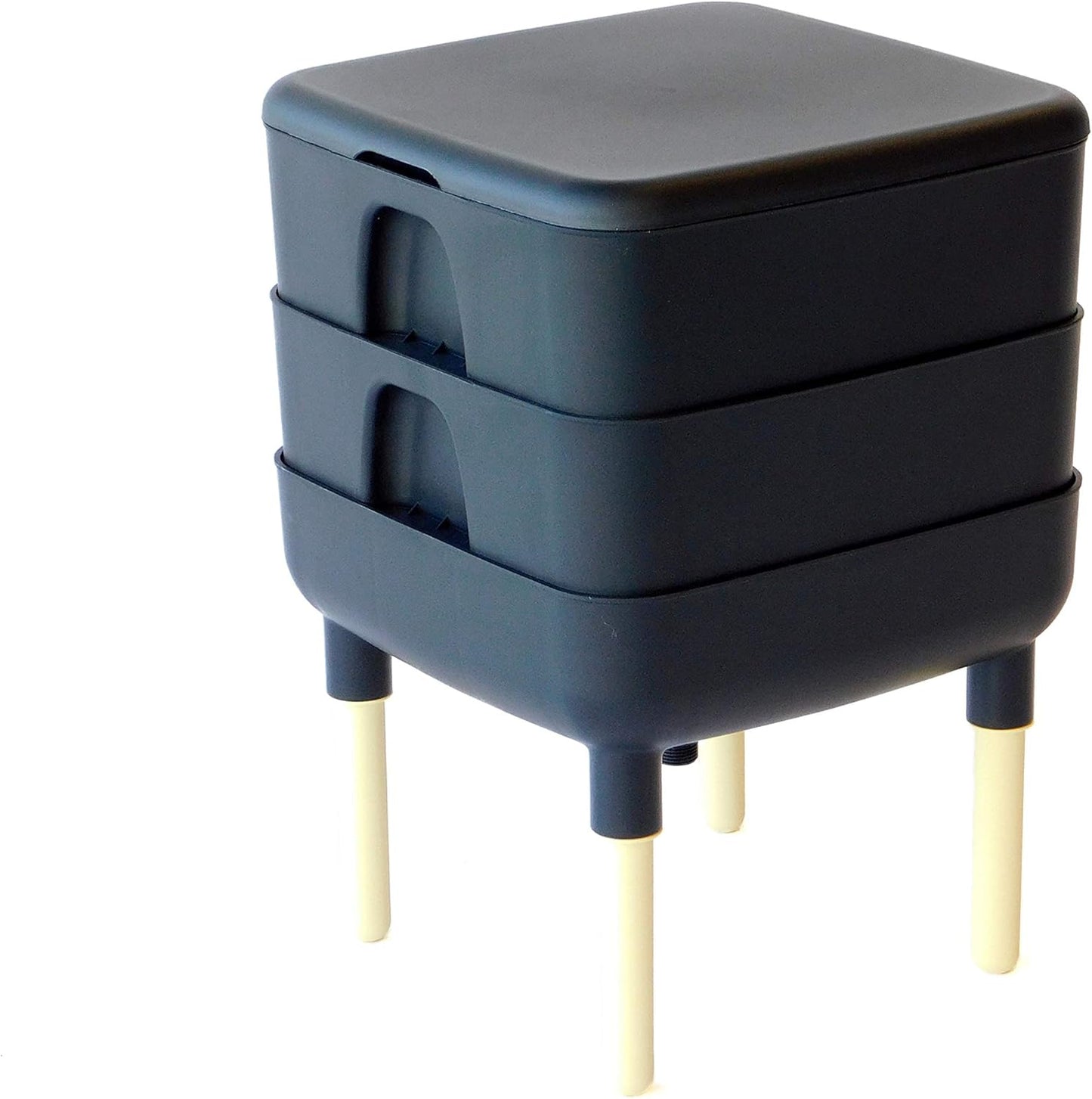 FCMP Outdoor - The Essential Living Composter, 2-Tray Worm Vermicomposter Bin (HF-LC4000v2-BLK) Black