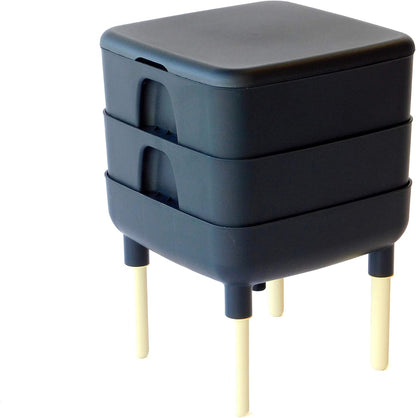 FCMP Outdoor - The Essential Living Composter, 2-Tray Worm Vermicomposter Bin (HF-LC4000v2-BLK) Black